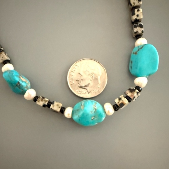 Southwestern Sterling Silver Turquoise Jasper Gemstone Necklace Custom Made - Picture 4 of 5
